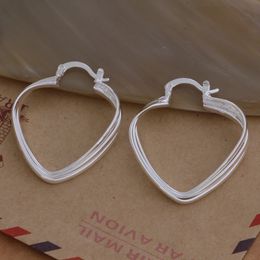 Fashion (Jewelry Manufacturer) 40 pcs a lot 3 Twisted Heart earrings 925 sterling silver jewelry factory price Fashion Shine Earrings