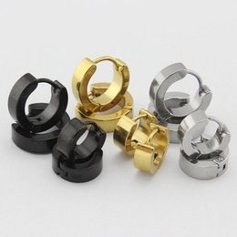 Classic Rock Unisex Stainless Steel Gold Silver Plated Punk Stud Earrings For Women Men Fashion Jewellery