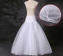 In Stock Petticoats Cheap 2020 Crinoline White A Line Bridal Underskirt Slip No Hoops Full Length Petticoat for Evening Prom Weddi260S