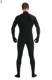 Wholesale-Mandy Custom Second Skin Tight Suits Lycra Zentai Suit No Hood Black Mock Neck Spandex Unitard Mens Cosplay Full Body Bodysuits