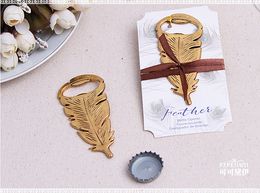 100PCS/LOT "Gilded Gold" Feather Bottle Opener Souvenir For Birthday Parties Kids Adult Birthday Favours And Gifts Free Shipping