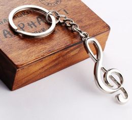 200pcs Hot sale New key chain key ring silver plated musical note keychain for car metal music symbol key chains