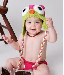 Winter warm Baby hat fashion infant caps Beanie Knit Children Owl Cartoon Handcraft Crochet Woolen hats Warm kids hats