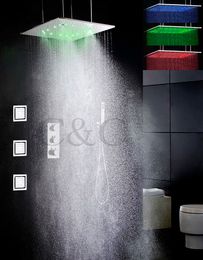 20 Inch Atomizing And Rainfall Shower Head Thermostatic 3 Colours LED Temperature Sensitive Bathroom Shower Faucet 009-20WL-3MF