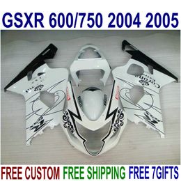 HOT fairings set for SUZUKI GSXR600 GSXR750 04 05 K4 GSX-R 600/750 2004 2005 black white Corona high quality fairing kit SV87