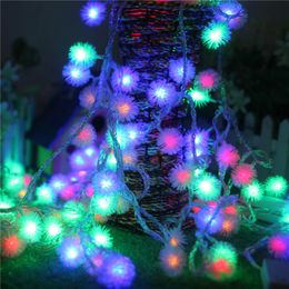 10M 50 LEDs Furry Ball RGB Edelweiss Led String Light Colourful RGB Colour changing Christmas Decoration