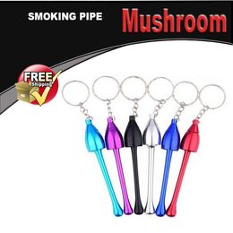 Filter cartridge tobacco Aluminum metal smoking pipe Mushroom Keychain Classic Resin pipe Tobacco Fashion Gift free shipping