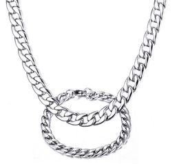 New Arrival Fantastic Silver 6mm/8mm Stainless Steel Fashion Soft NK Curb Link Chain Necklace Bracelet Jewelry Set For Unisex