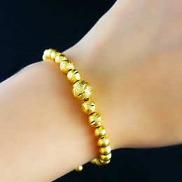 Men bracelet Charm bracelet 18 k Yellow Gold GP round bead "Women 's bracelet Fashion Jewellery