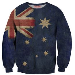 FG1509 Women/men harajuku style tie dye hoodie crewneck sweatshirt tops vintage aussie/australia flag 3d sweatshirt pullovers outerwear