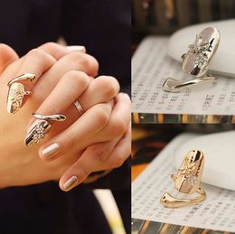 Fashion Personalized Dragonfly Sparkling Rhinestone Flower Nail Finger Ring Nail Ring Gold Silver Finger Nail Rings 2 Colors Drop Shipping