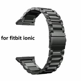 Three beads 4 Colour Luxury Stainless Steel Watchband For fitbit ionic Magnetic Metal Bracelet Watch Band Wrist Strap Bracelet 50pair / lot