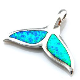Blue Opal Jewelry Fashion Pendant Whale Tail Pendant Necklace