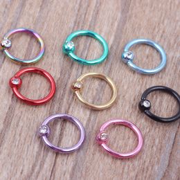 body jewelry captive rings Canada - new design Hot Charm Gauges captive circular plated titanium horseshoe piercing nose ring body jewelry free shipping