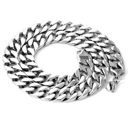 For Holiday GIft High Quality Casting 316L Stainless steel Miami cuban curb Link Chain Necklace Cool men jewlery silver 15mm 24''