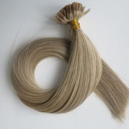 100Strands=1Set 100g Pre bonded Flat Tip Hair Extensions 18 20 22 24inch M8&613 Colour Keratin Brazilian Indian Human Hair