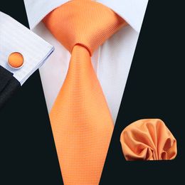 -Expédition rapide Mariage Orange Cravate Hanky ​​Boutons de manchette Livraison Gratuite Mens Silk Jacquard Tissé Classic Cravate Collectacé N-0266