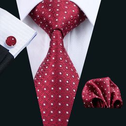 Conjunto de corbata de envío rápido marrón blanco punto seda para hombre bolsillo cuadrado clásico seda jacquard tejido boda negocio casual corbata N-1018
