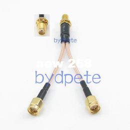 10PCS 20cm Y type 1 one SMA female jack to 2 two SMA male plug T RF Pigtail jumper 8in 8'' RG316 extension cord Cable