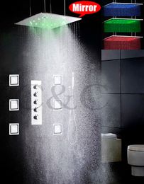 Bathroom LED Shower Faucet Set 20 Inch Atomizing And Rainfall LED Shower Head 4 Water Functions Work Together Or Separately 008-20WMIL-6MF