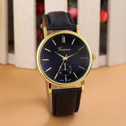 New 2015 Geneva Unisex Women Men Watch Simple Classic Leather Montre Analog Quartz Vogue WristWatch Promotions