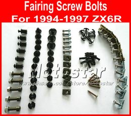 new professional motorcycle fairing screws bolt kit for kawasaki 1994 1995 1996 1997 zx6r 9497 zx 6r black aftermarket fairings bolts screw