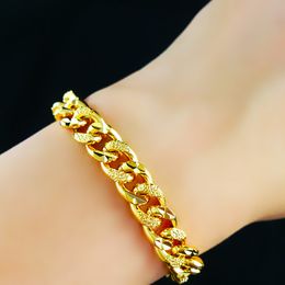 Wholesale - Super Deals on sale /retails 18k Yellow Gold Filled Womens Bracelet Solid Curb link Chain fashion jewerly 8.66"10mm