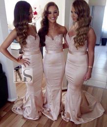 2016 Sexy Sweetheart Lace Bridesmaid Dresses Topped Mermaid Bridal Gowns Cheap Plus Size Dresses For Wedding