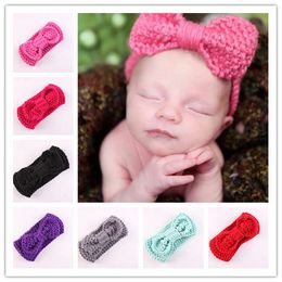 Boutique Xmas Newborn knit elastic Head Wrap knitting wool bow flower hair band baby Baptised Headband Turban Twist knotted Headwrap FD6578