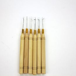 Hook Needles Hook Pulling Needle with Wooden Bar hair extensions tools for hair products hot sale