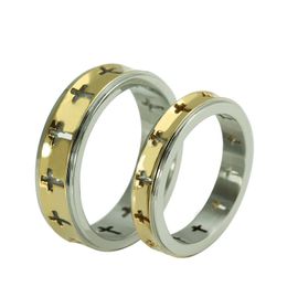 New couple ring for his and hers promise sets hollow cross stainless steel High Quality