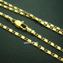 (n285) 18K Gold Filled Curb Cuban Link Chain Solid Necklace 45cm Length 2mm width