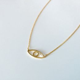 Gold Silver Hamsa Hand Evil Eye Necklace Open Line Devil Eye Necklaces Simple Fortunate Turkish Eye Necklace
