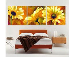 Handpainted Flowers Oil Painting on Canvas 3pcs/set Beautiful Sun Flower Art for Wall Decoration Support Droppshipping