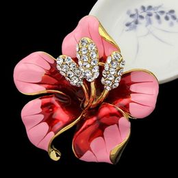 Gold Flower diamond Brooches Pins Corsage Enamel Diamond Boutonniere Stick Corsage Wedding Brooch for Women Men Fashion Jewellery gift