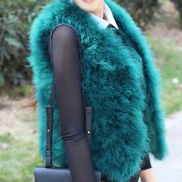 2017 autumnn winter new women's fashion ostrich fur warm candy Colour short fur vest sleeveless coat SML