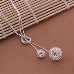 Free Shipping with tracking number Best Most Hot sell Women's Delicate Gift Jewellery 925 Silver 2 Ball Necklace