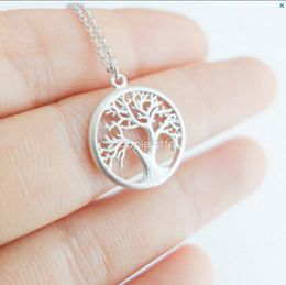 -Бесплатная доставка 10 шт. / лот, золото и серебро дерево жизни ожерелье, крошечное дерево в круглый круг ожерелье XL121