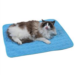 Cat Beds & Furniture Pets Summer Cooling Mat Pet Accessories Pad For Dogs Blanket Moisture-Proof Cooler Sofa Mats Portable Tour Sleeping