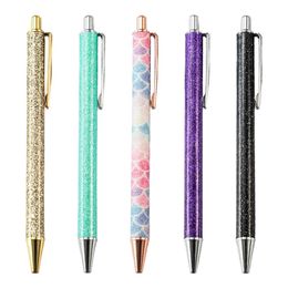 Gold Powder Press Pen Office Cartoon Ballpoint Pen DIY Metal Ball Pens School Student Supplies