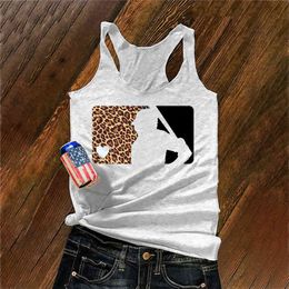 2020 Summer I-shaped Women Vest Leopard Print Casual Women Clothes O-Neck Tank Top Women Cotton Tops Loose Female Vest X0507