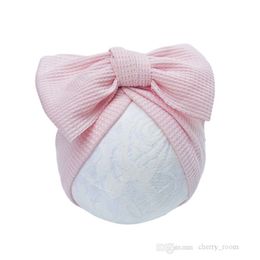 baby girls bowknot hats Spring Autumn knitting children big bow caps cute infant toddler butterfly casual headdress D140