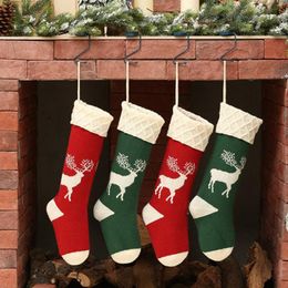 Knit Christmas Tree Stockings Santa Candy Claus Gift Sock Xmas Party Hanging Decorative Stocking Home Decor Accessories JJF11057