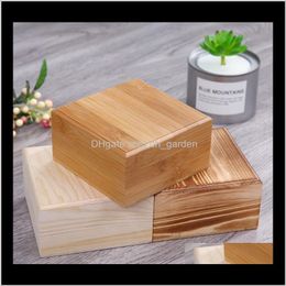 Bins Housekeeping Organisation Home & Garden Drop Delivery 2021 50Pcs/Lot Square Wooden Solid Wood Jewellery Box Bamboo Storage Boxes 12Dot5Cmx