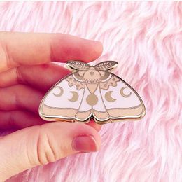 Pins, Brooches Moon Phase Moth Crescent Enamel Brooch Pin Backpack Hat Bag Collar Lapel Pins Badges Women Men's Fashion Jewelry Gifts