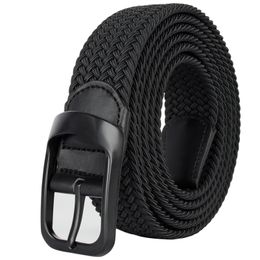 Drizzte Plus Size 100-190cm 190cm 63'' 67'' 71'' Long Black Braided Elastic Stretch Belt Mens Metal Buckle for Big and Tall Man 220304