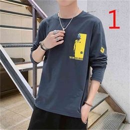 Autumn men's long-sleeved T-shirt winter clothing thickening bottoming ins tide 210420