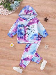 Baby Tie Dye And Letter Graphic Hoodie With Sweatpants SHE