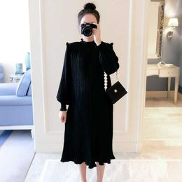 Maternity Dresses Chiffon Pleated Long Pregnancy Dress Casual Loose Maternity Clothes For Pregnant Women Fashion Plus Size