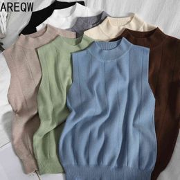 Spring Fashion Pullover Sleeveless Knit Vest Korean Solid Color Comfortable Top 210507